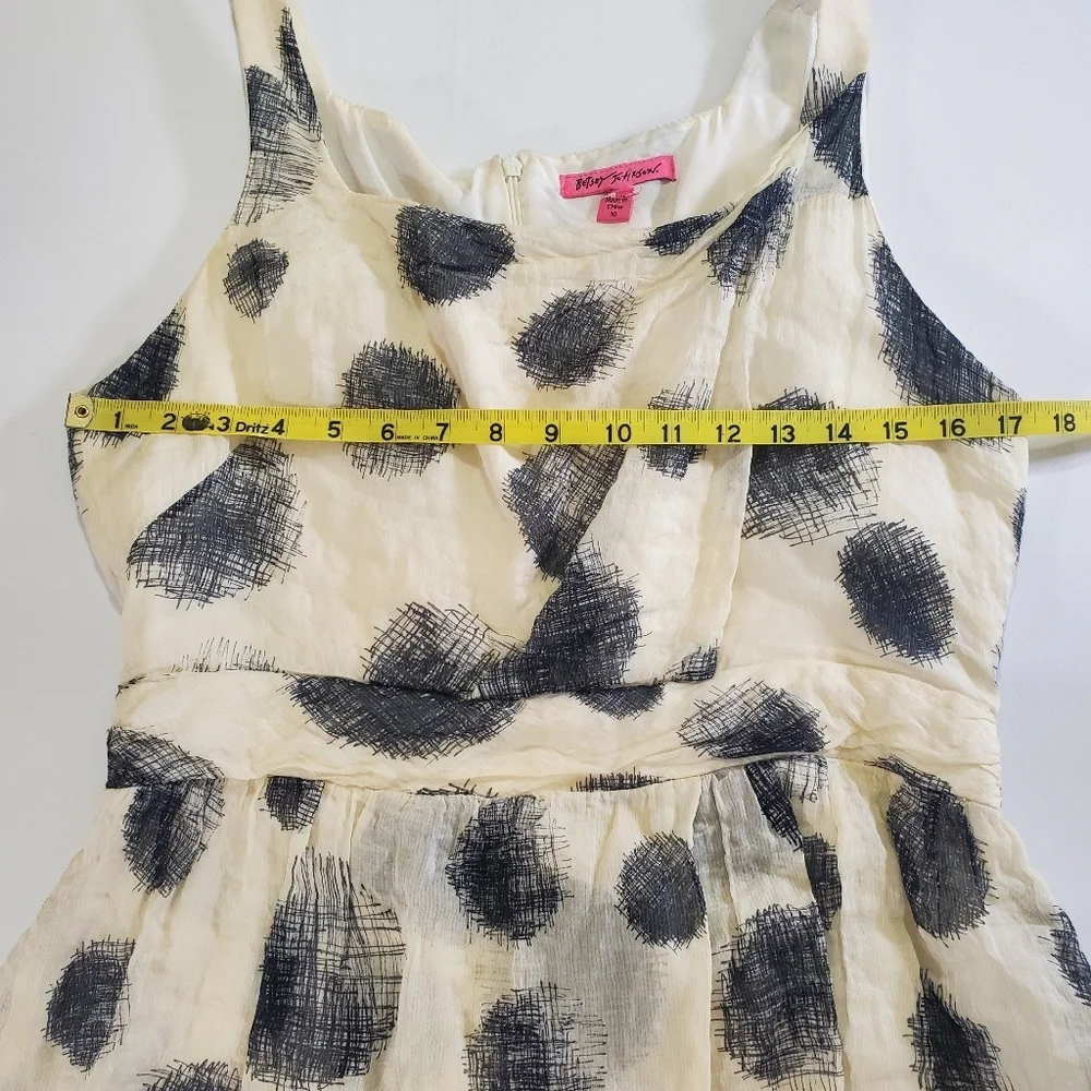 2421 * Betsey Johnson Polka Dot Sleeveless Mini Dress Black Ivory Size 10
